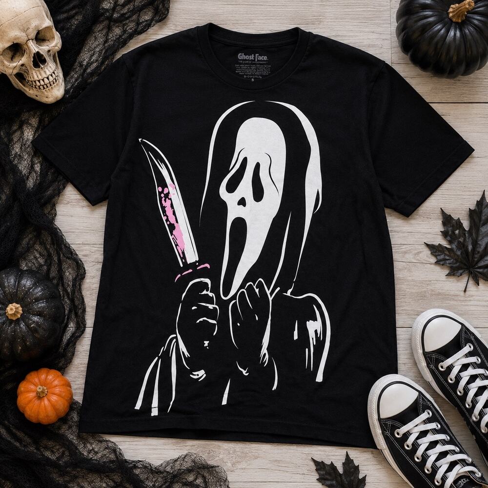 Ghost Face Scream Black Graphic T Shirt Small Horror Movie Bioworld Halloween